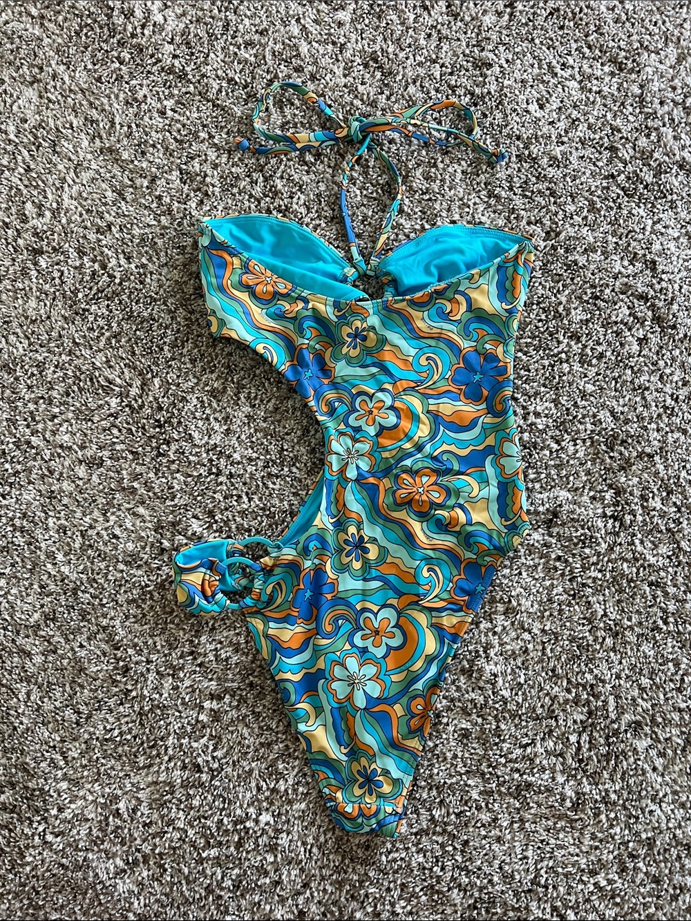 LA Hearts by PacSun Women's Halter Floral Cutout One Piece Swimsuit Size Small - Picture 5 of 7